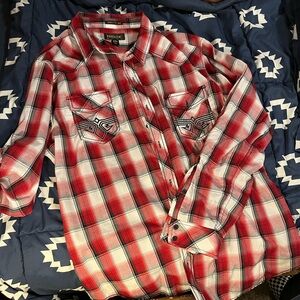 Ely Cattleman Red and White Plaid Men's Shirt